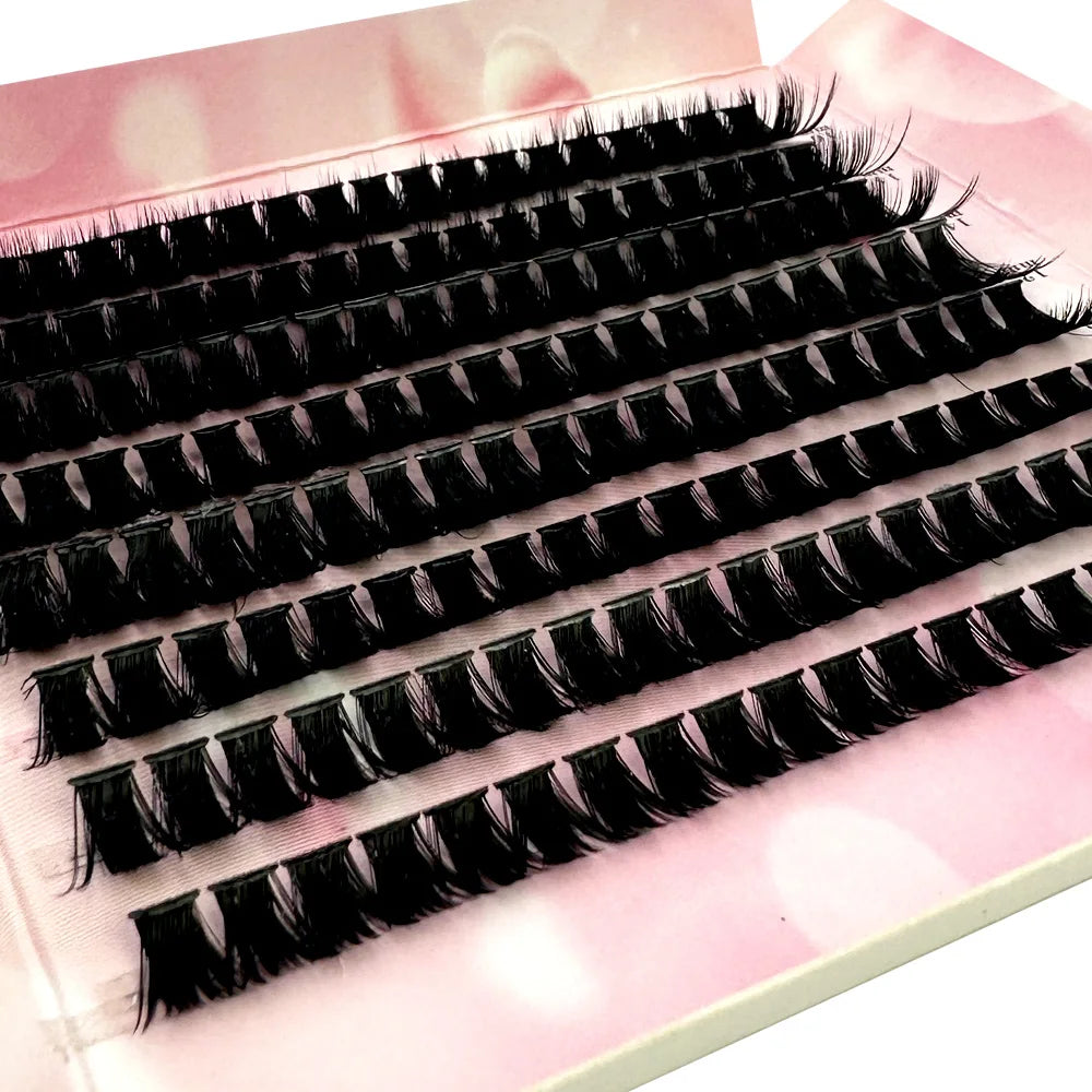 Extensão de Cílios em Bunches DIY com 160 Clusters, Cílios Falsos Segmentados, 3D, Fluffy, Naturais, Volume Russo, Cílios Individuais de Mink
