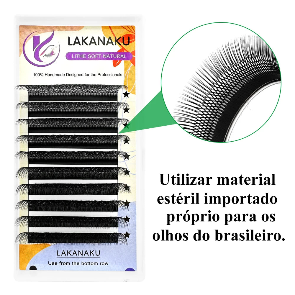 Extensões de Cílios LAKANAKU YY Shape Volume, Extensões de Cílios em Y, Volume Brasileiro, Cílios de Visom Cashmere, Extensões de Cílios YY
