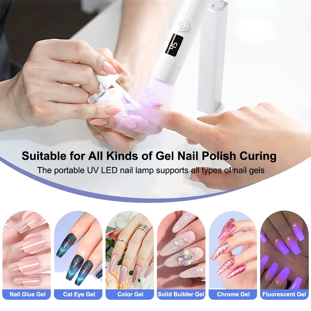 Lâmpada UV LED para Unhas, Mini Lâmpada UV para Manicure, Secadora de Unhas Portátil, Lâmpada de Suporte Profissional, Luz de Secagem Ultravioleta Mini para Unhas