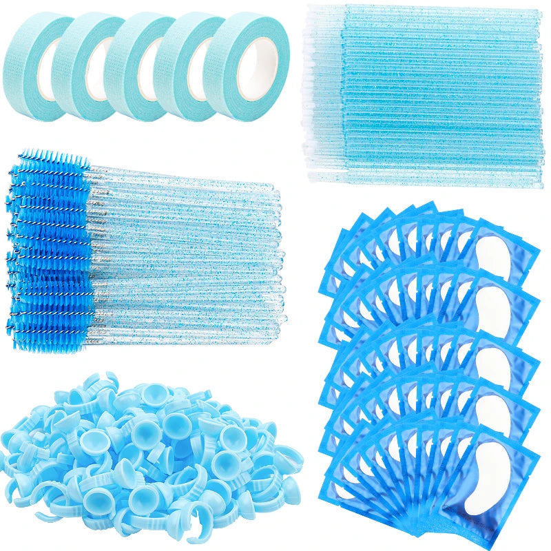 Kit de Ferramentas para Maquiagem de Cílios: Escova, Fita, Anel de Cola, Pad de Gel para Olhos, Patch Descartável, Aplicador de Máscara, Suprimentos para Extensão de Cílios