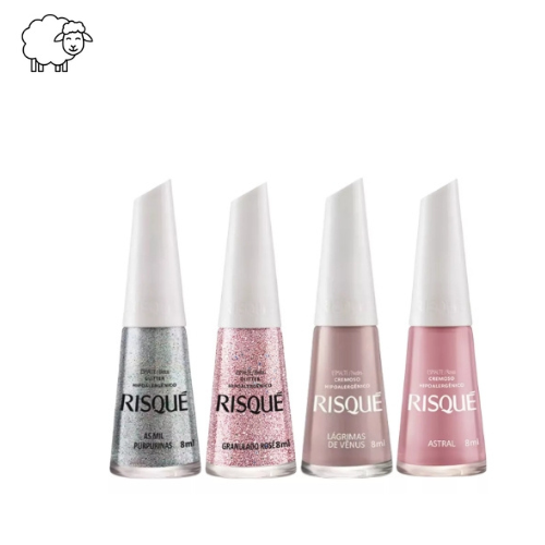 Kit Esmaltes Risqué Coleção Rose Brilhante