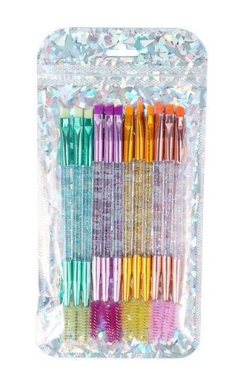 kit 12 Pincel Para Sobrancelhas Duplo Escova e Chanfrado