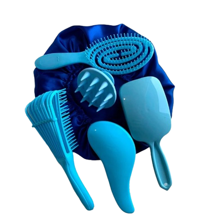 Kit 05 Escova Flex com Raquete Fashion Escova Mágica Massageador de Silicone e Touca de Cetim