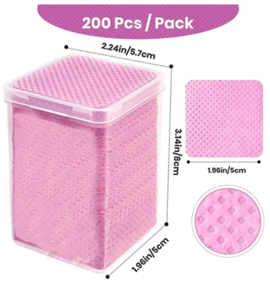 Lenços Rosa/Branco Para Limpeza De Cola De Cilios 200 Unidades