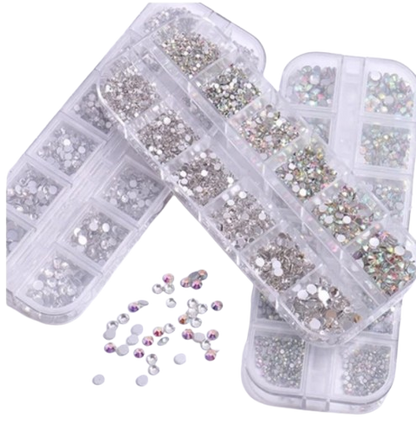 Kit de Strass Decoração Unhas Branco e Boreal Fruta