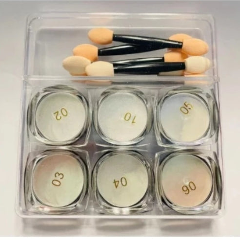 Kit Com 6 Pó Sereia Holográfico / Glitter Branco