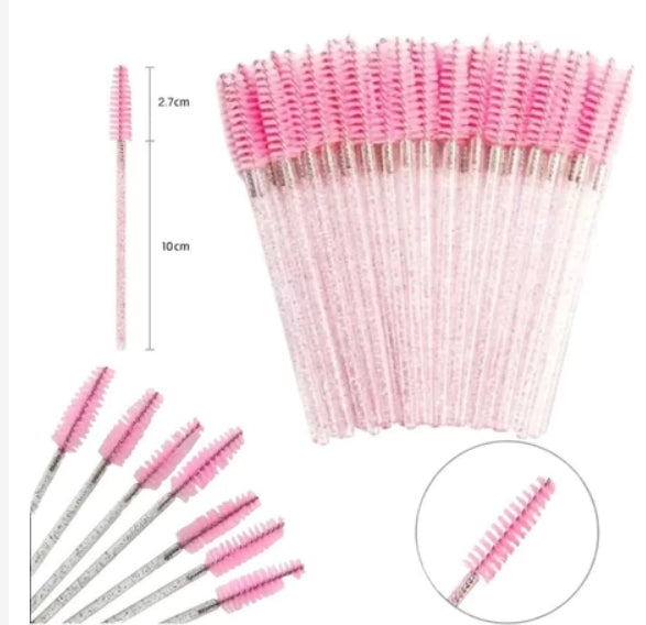 Kit 100 Escovinhas + 100 Microbrush + 100 Aplicador de Batom Alongamento de Cílios.