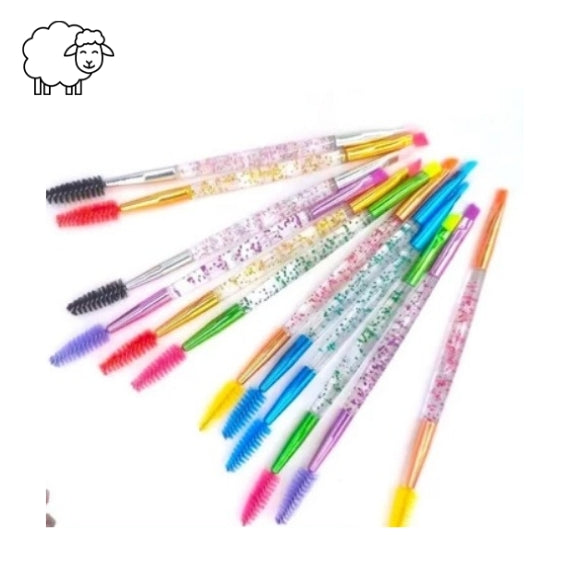 kit 12 Pincel Para Sobrancelhas Duplo Escova e Chanfrado