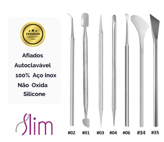 Kit Cutelaria Pedicure Profissional Instrumentos 7 Peças Inox Slim