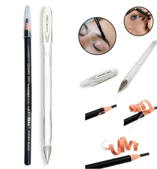 Lápis Dermatográfico + Caneta Gel Branca Kit Design de Sobrancelhas