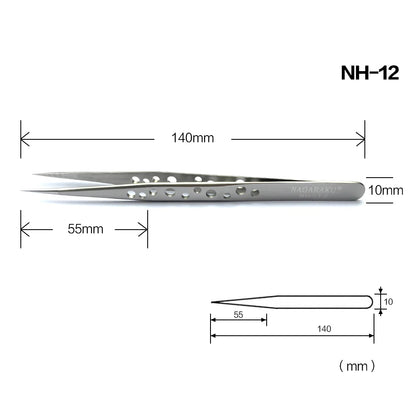 NAGARAKU Maquiagem Cílios Postiços Conjunto 2 peças N-01 N-02 Pinças para Cílios NH-12 NH-15 Cílios Precisos ST-12 ST-15 Pinça de Aço Inoxidável