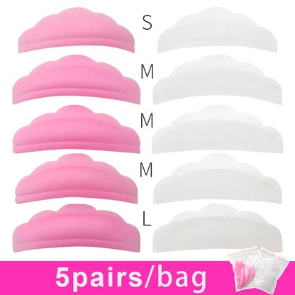 Kit com 5 Pares de Silicone para Perm de Cílios – Proteção, Extensão, Levantamento, Curvador e Escudo de Graft para Ferramentas