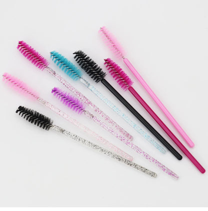 50 Peças de Escova para Cílios Descartável com Cabeça Macia, Escova de Sobrancelhas Cristal, Escova para Extensão de Cílios, Wands para Máscara, Ferramenta de Maquiagem