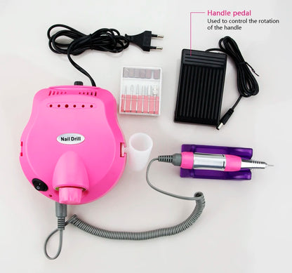 Broca de Unha Elétrica 35000RPM Máquina de Manicure Profissional Conjunto de Lixadeira de Unha, Broca de Unha Portátil, Equipamento de Polimento para Salão de Unhas