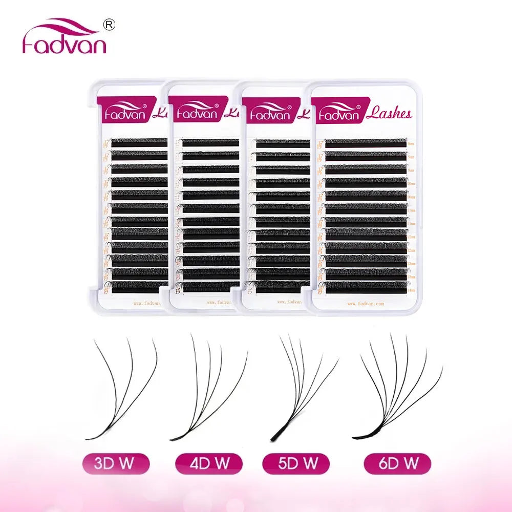 FADVAN Cílios com Floramento Automático em Forma de W, Bloom 3D/4D/5D/6D, Fãs Premade para Extensão de Cílios, Naturais, Macios e Profissionais