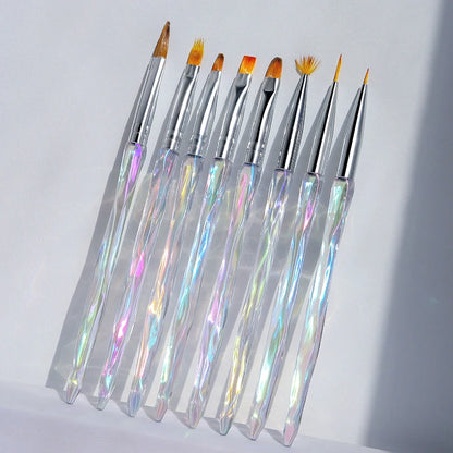 Misscheering 8 peças Pincéis de Acrílico Aurora para Arte em Unhas para Design de Unhas Pincel Fino e Macio para Gradiente Gel Desenho DIY