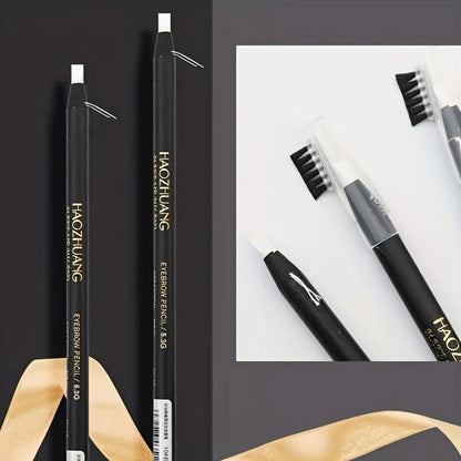 Lápis de Sobrancelha com Quadro de Posicionamento para Tatuagem - Cabeça de Escova para Sobrancelha, À Prova d'Água, Linha Branca, Ferramentas de Maquiagem para Artistas e Uso Diário