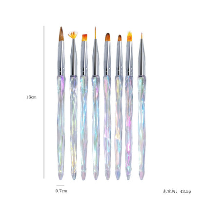 Misscheering 8 peças Pincéis de Acrílico Aurora para Arte em Unhas para Design de Unhas Pincel Fino e Macio para Gradiente Gel Desenho DIY