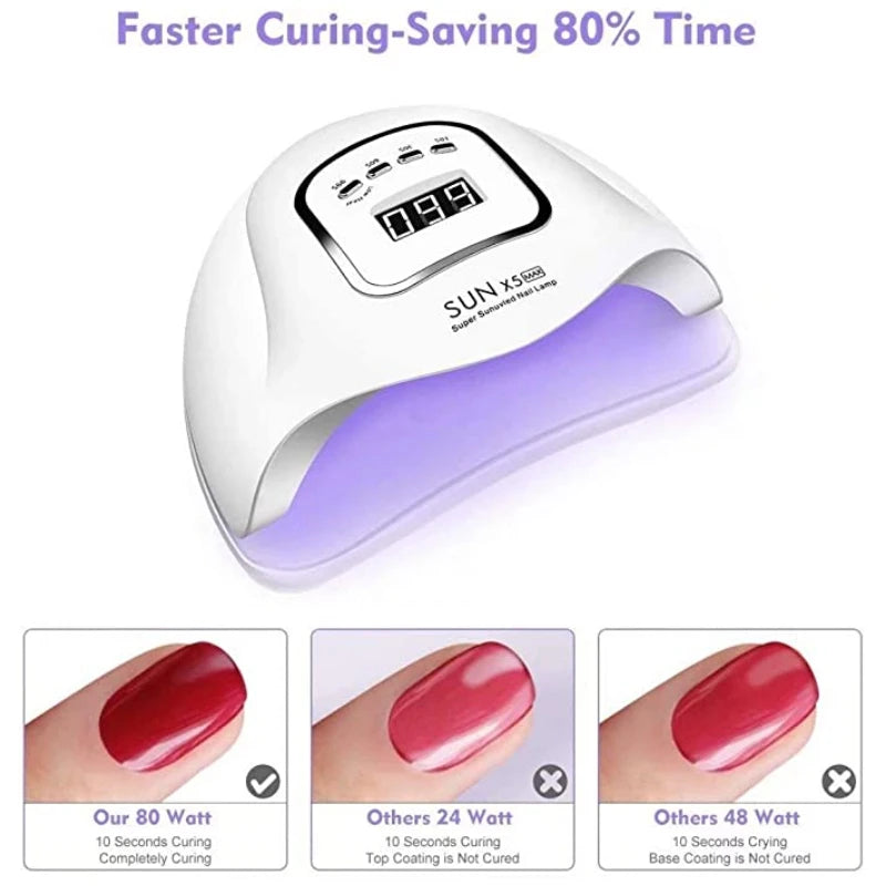 Lâmpada de Secagem para Unhas LED UV 120W para Cura de Esmalte em Gel – 45 LEDs, Secador de Unhas Profissional com Temporizador e Sensor Automático, Ferramentas para Manicure e Pedicure