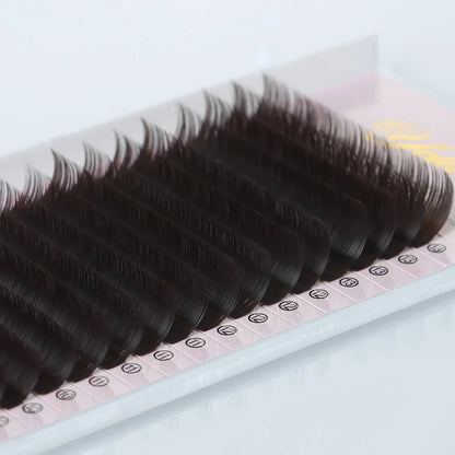 Yelix Cílios para Extensão 0,07mm Marrom Escuro, Mistura de 7-15mm, Cílios Marrons Individuais, Macios e de Alta Qualidade, Cílios de Vison Falsos