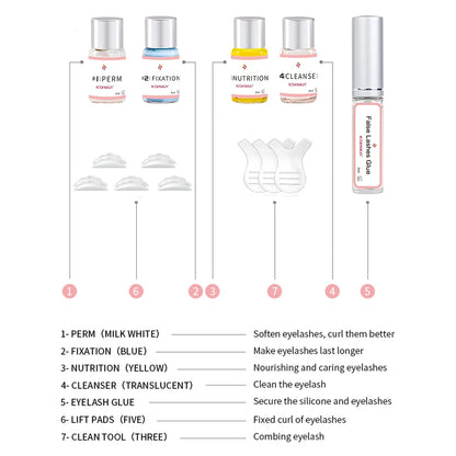 Kit de Lifting de Cílios ICONSIGN, Profissional, Permanente Semi-Permanente para Cílios e Sobrancelhas, Ondulação Duradoura por 6-8 Semanas, Ferramentas de Maquiagem