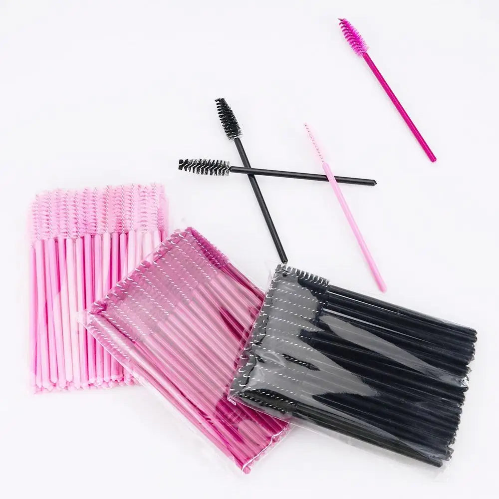 50 Peças de Escova para Cílios Descartável com Cabeça Macia, Escova de Sobrancelhas Cristal, Escova para Extensão de Cílios, Wands para Máscara, Ferramenta de Maquiagem
