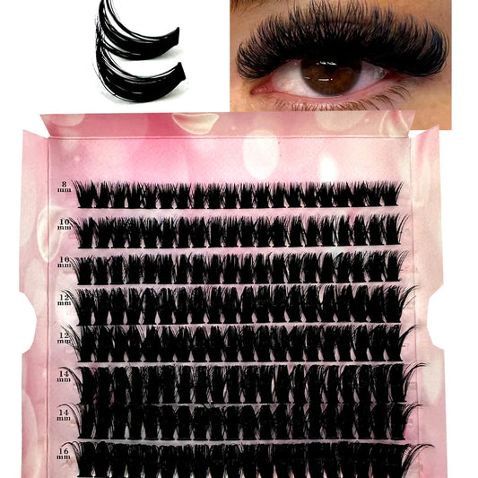 Extensão de Cílios em Bunches DIY com 160 Clusters, Cílios Falsos Segmentados, 3D, Fluffy, Naturais, Volume Russo, Cílios Individuais de Mink