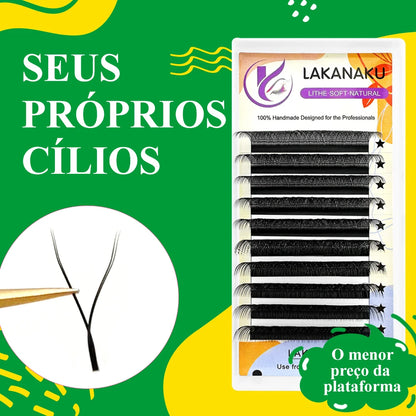 Extensões de Cílios LAKANAKU YY Shape Volume, Extensões de Cílios em Y, Volume Brasileiro, Cílios de Visom Cashmere, Extensões de Cílios YY