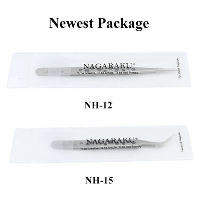 NAGARAKU Maquiagem Cílios Postiços Conjunto 2 peças N-01 N-02 Pinças para Cílios NH-12 NH-15 Cílios Precisos ST-12 ST-15 Pinça de Aço Inoxidável