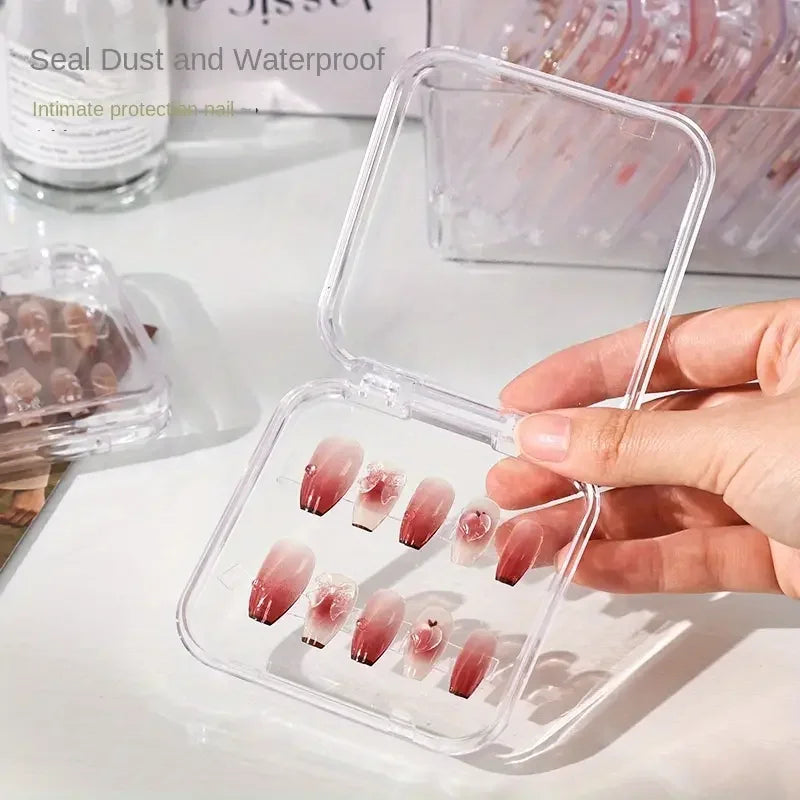 10 Peças de Caixa de Armazenamento Transparente para Arte nas Unhas, Leve e Durável, Caixa Transparente Prática, Ideal para Exibição de Arte nas Unhas e Salão de Beleza