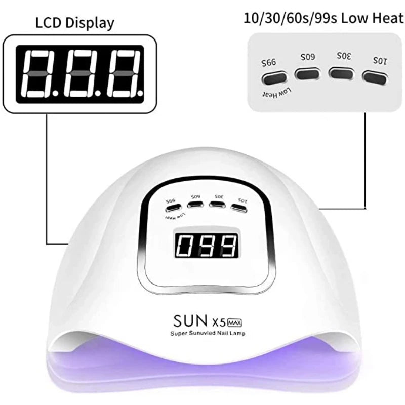 Lâmpada de Secagem para Unhas LED UV 120W para Cura de Esmalte em Gel – 45 LEDs, Secador de Unhas Profissional com Temporizador e Sensor Automático, Ferramentas para Manicure e Pedicure