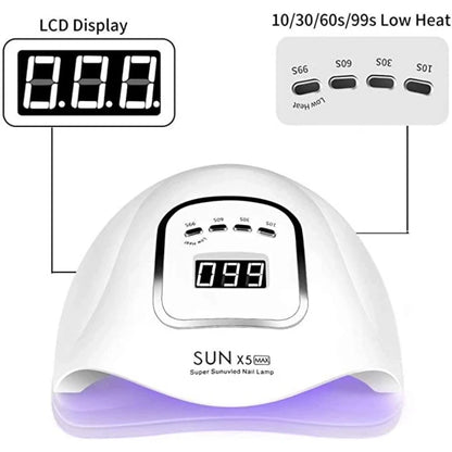 Lâmpada de Secagem para Unhas LED UV 120W para Cura de Esmalte em Gel – 45 LEDs, Secador de Unhas Profissional com Temporizador e Sensor Automático, Ferramentas para Manicure e Pedicure