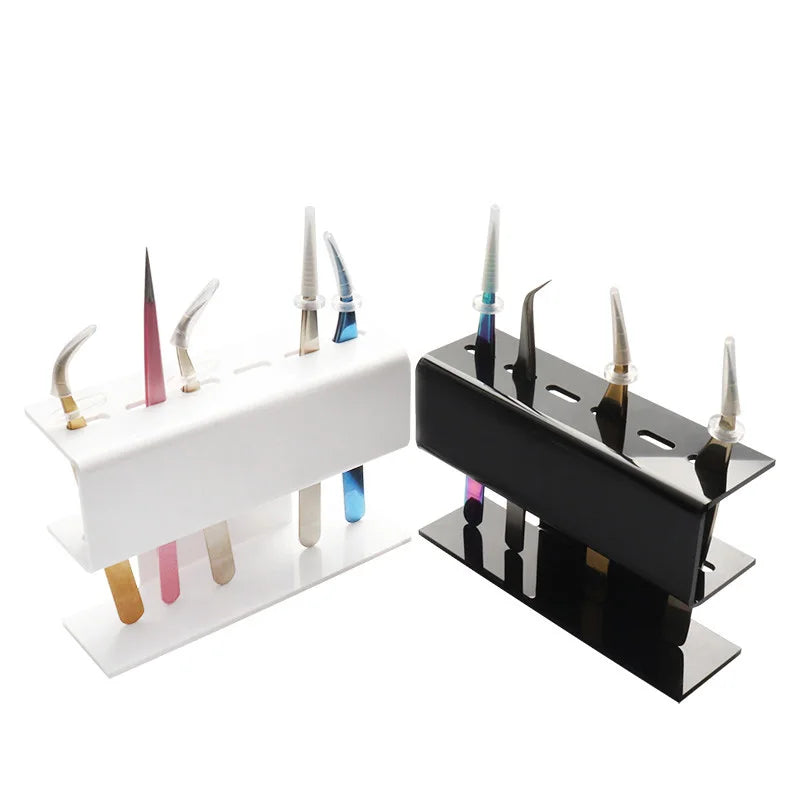 Suporte de acrílico para pinças de cílios, com 6/8 orifícios, prateleira conveniente para armazenamento de pinças, suprimentos para extensão de cílios, ferramentas de maquiagem