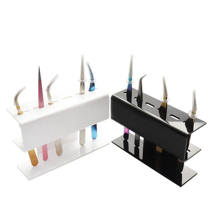 Suporte de acrílico para pinças de cílios, com 6/8 orifícios, prateleira conveniente para armazenamento de pinças, suprimentos para extensão de cílios, ferramentas de maquiagem
