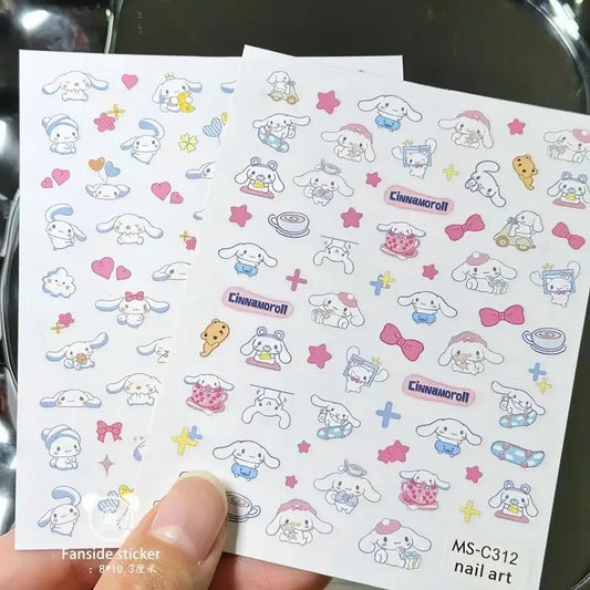 Adesivos para Unhas 3D Sanrio Kawaii - Cinnamoroll, Hello Kitty, My Melody, Kuromi, Decoração para Unhas
