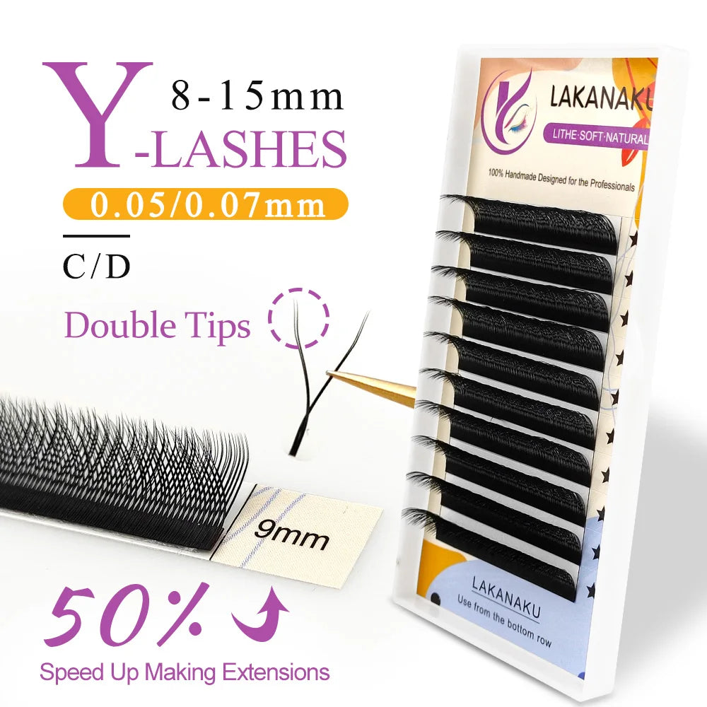 Extensões de Cílios LAKANAKU YY Shape Volume, Extensões de Cílios em Y, Volume Brasileiro, Cílios de Visom Cashmere, Extensões de Cílios YY