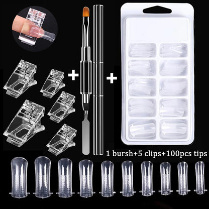 100 Peças/Caixa de Pontas de Unhas – Conjunto Completo de Unhas Falsas Acrílicas, Dedo Falso, Gel UV, Unhas Postiças Rápidas – Ferramentas de Manicure e Kit de Ferramentas de Arte para Unhas DIY