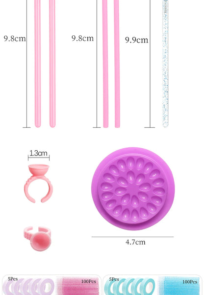 Kit de Ferramentas para Maquiagem de Cílios: Escova, Fita, Anel de Cola, Pad de Gel para Olhos, Patch Descartável, Aplicador de Máscara, Suprimentos para Extensão de Cílios