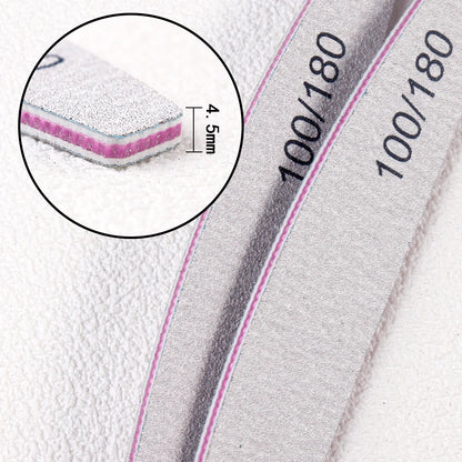 10 unidades de lixa de unha profissional de lixa forte e grossa, blocos de polimento para manicure, lixas meia-lua para unhas, ferramentas de unha 100/180 e 180/240