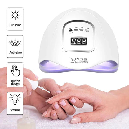 Lâmpada de Secagem para Unhas LED UV 120W para Cura de Esmalte em Gel – 45 LEDs, Secador de Unhas Profissional com Temporizador e Sensor Automático, Ferramentas para Manicure e Pedicure