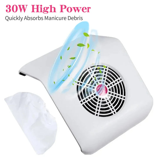 LINMANDA Aspirador de Poeira para Unhas 30W Alta Potência Extrator de Poeira para Unhas Equipamento Prático de Limpeza para Manicure em Salão