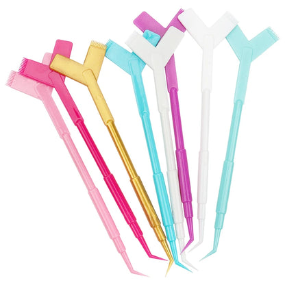 10 Peças de Ferramenta Reutilizável Bastão de Plástico, Extensão de Cílios, Pente em Forma de Y, Curvador para Lifting de Cílios, Aplicador e Pincéis de Maquiagem