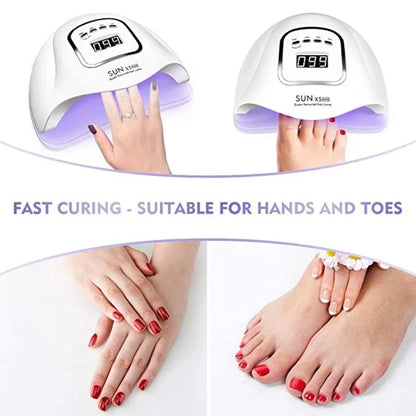 Lâmpada de Secagem para Unhas LED UV 120W para Cura de Esmalte em Gel – 45 LEDs, Secador de Unhas Profissional com Temporizador e Sensor Automático, Ferramentas para Manicure e Pedicure
