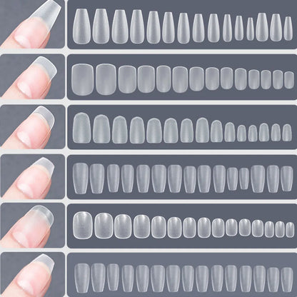 120 Peças de Unhas Matte Adesivas – Unhas Falsas de Cobertura Total, Oval, Amêndoa, Esculpidas
