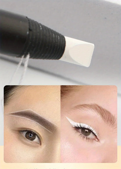 Lápis de Sobrancelha com Quadro de Posicionamento para Tatuagem - Cabeça de Escova para Sobrancelha, À Prova d'Água, Linha Branca, Ferramentas de Maquiagem para Artistas e Uso Diário