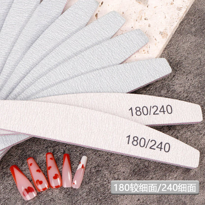10 unidades de lixa de unha profissional de lixa forte e grossa, blocos de polimento para manicure, lixas meia-lua para unhas, ferramentas de unha 100/180 e 180/240