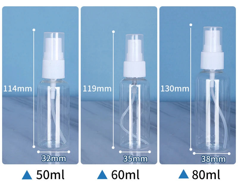 Pacote com 5 peças de Frascos Recarregáveis, Atomizadores de Perfume Transparentes em Plástico, Mini Frascos Vazios para Spray, Ideal para Viagens