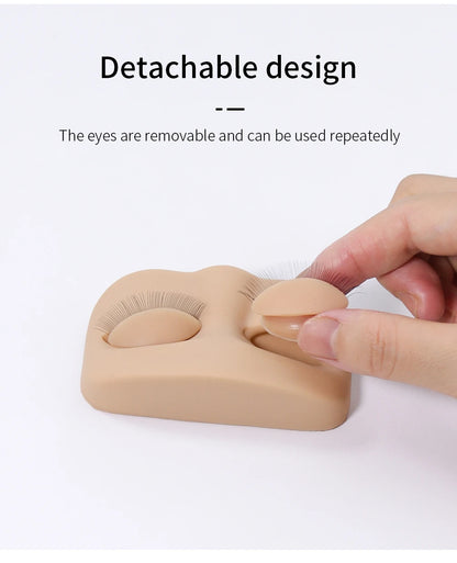 Cabeça de Treinamento para Extensão de Cílios GLAMLASH Mini - Modelo Plano com Pálpebras Removíveis para Prática.