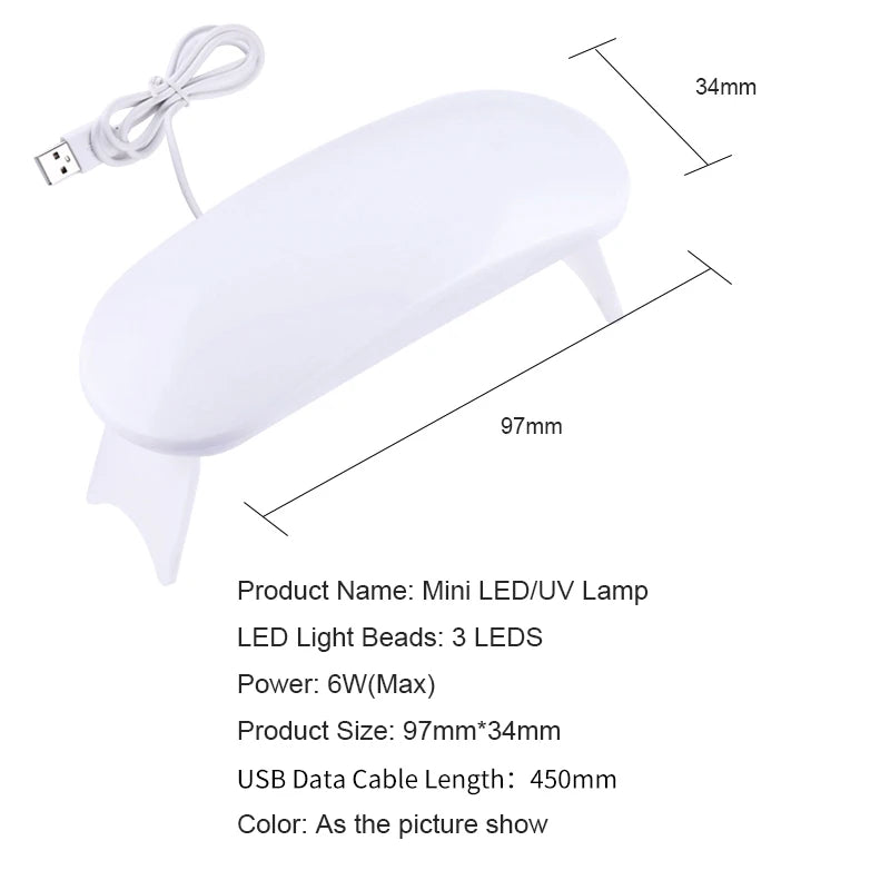 Lâmpada Secadora de Unhas Portátil UV LED, Luz para Unhas para Secar Todos os Esmaltes em Gel, Recarregável por USB, Secagem Rápida, Máquina de Manicure, Ferramentas para Arte em Unhas