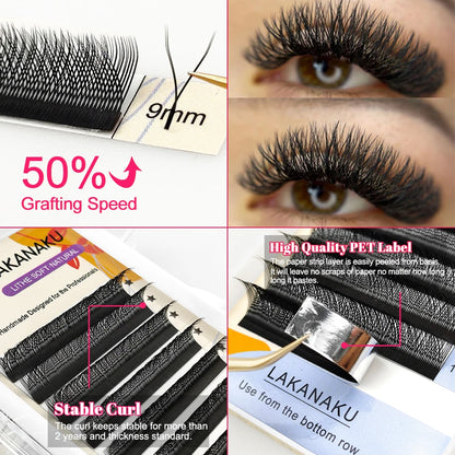 Extensões de Cílios LAKANAKU YY Shape Volume, Extensões de Cílios em Y, Volume Brasileiro, Cílios de Visom Cashmere, Extensões de Cílios YY